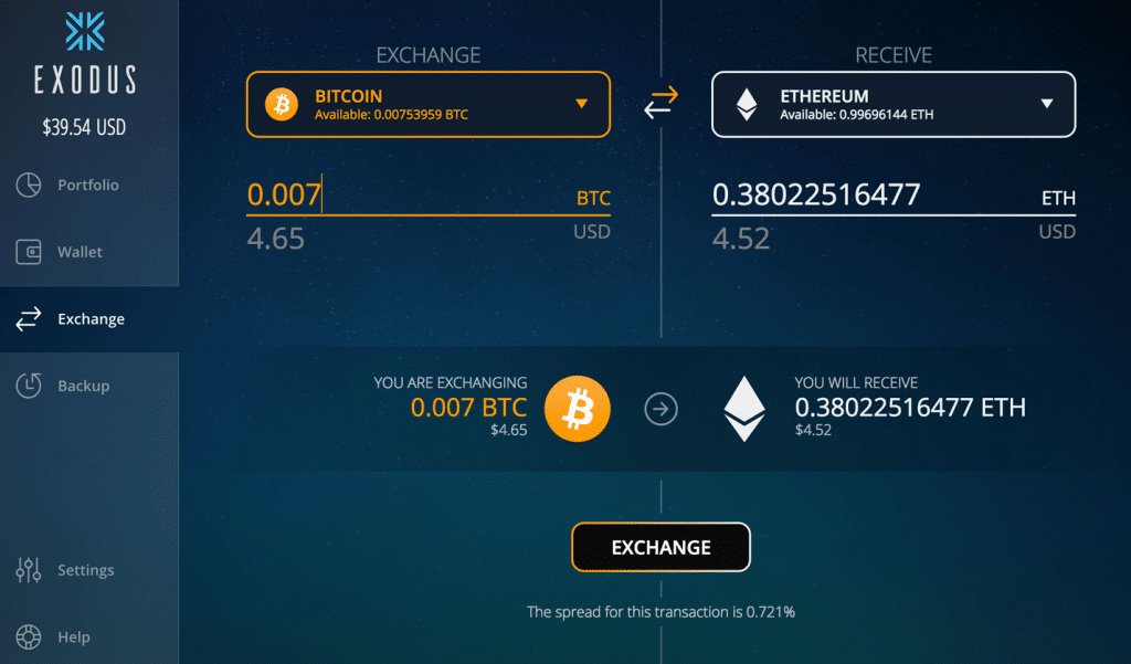how to buy bitcoin with exodus wallet